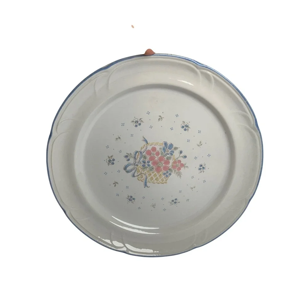 VTG Country Basket Collection Japan Floral Stoneware‎ Serving Plater Cottagecore